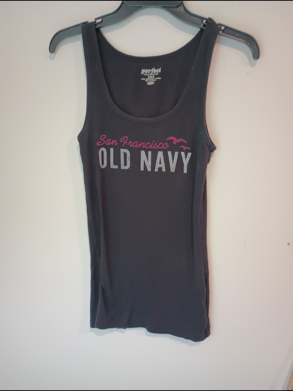 Old Navy Black Tank with Pink Script Detail